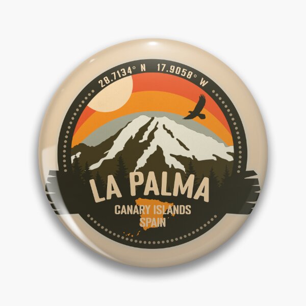 Item preview, La Palma Volcano Canary Islands, Spain Volcanic Eruption Retro Vintage Badge designed and sold by mountainfad.