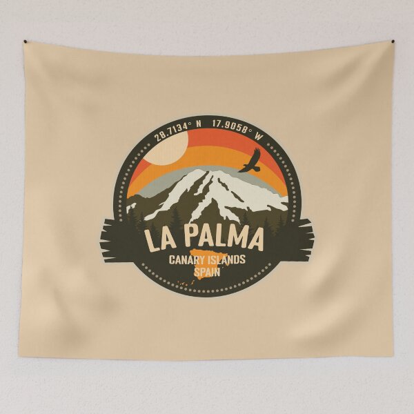 Item preview, La Palma Volcano Canary Islands, Spain Volcanic Eruption Retro Vintage Badge designed and sold by mountainfad.