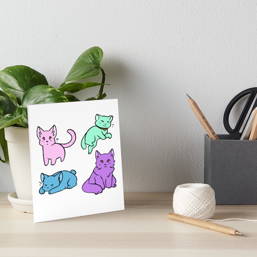 Cute Anime Cat Drawing Art Print By Anachan20 Redbubble