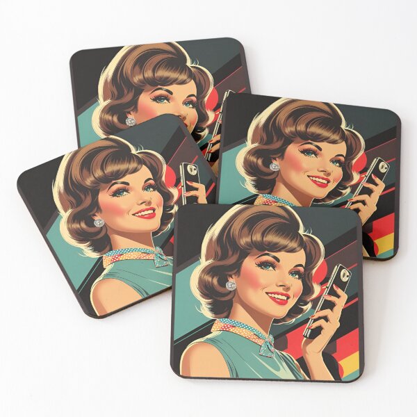 Item preview, Vintage Retro MCM 1960s Lady with Cell Phone designed and sold by Retro Salt.