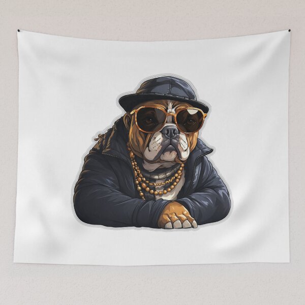 Item preview, Cool bulldog with hat and chain designed and sold by Raskal-Print.
