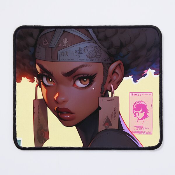 Item preview, Soft Cyberpunk anime black girl 4- tech noir designed and sold by octoboobs.