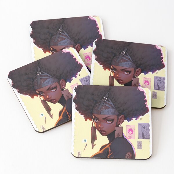 Item preview, Soft Cyberpunk anime black girl 4- tech noir designed and sold by octoboobs.