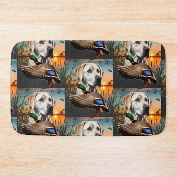 Item preview, White Labrador Retriever and Flying Mallard Sunrise Duck Hunt Design designed and sold by LifeCrush.