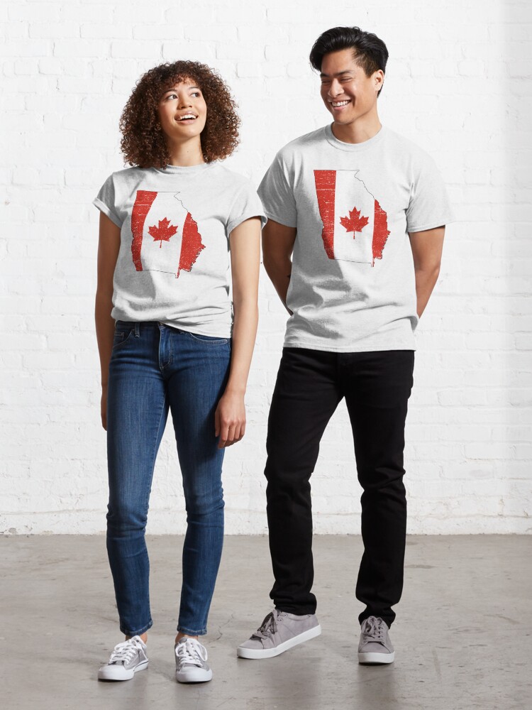 Thumbnail 1 of 7, Classic T-Shirt, Canada flag and Georgia outline shape design  designed and sold by foreignstates.
