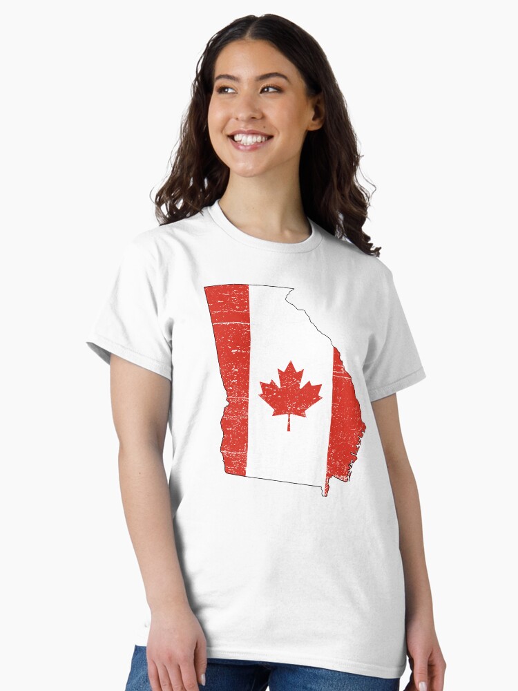 Thumbnail 2 of 7, Classic T-Shirt, Canada flag and Georgia outline shape design designed and sold by foreignstates.
