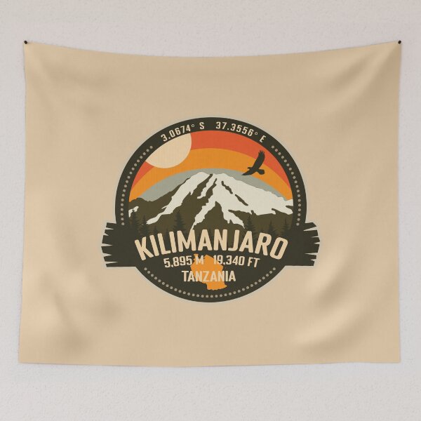 Item preview, Mt Kilimanjaro Tanzania, Africa - Summit Mountain Trekking Retro Badge designed and sold by mountainfad.