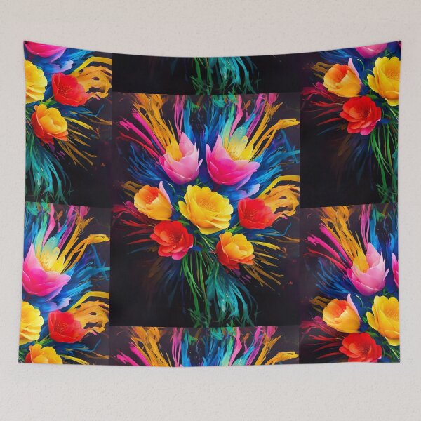 Item preview, Neon Rainbow Blooms designed and sold by redtrendy.