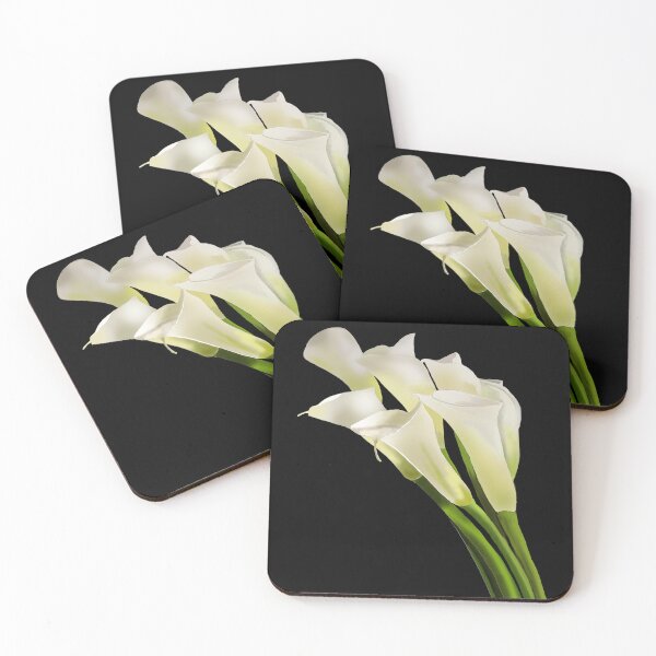 Item preview, White Flowers with Green Stems on Black designed and sold by designs-by-ann.