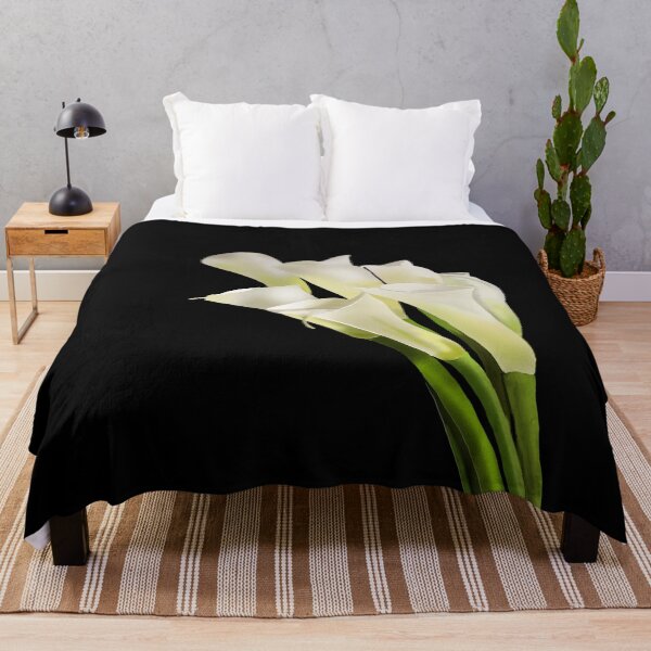 Item preview, White Flowers with Green Stems on Black designed and sold by designs-by-ann.