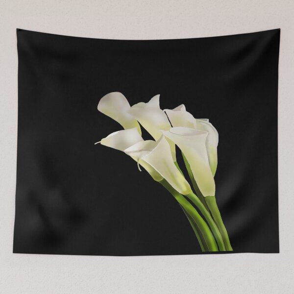 Item preview, White Flowers with Green Stems on Black designed and sold by designs-by-ann.