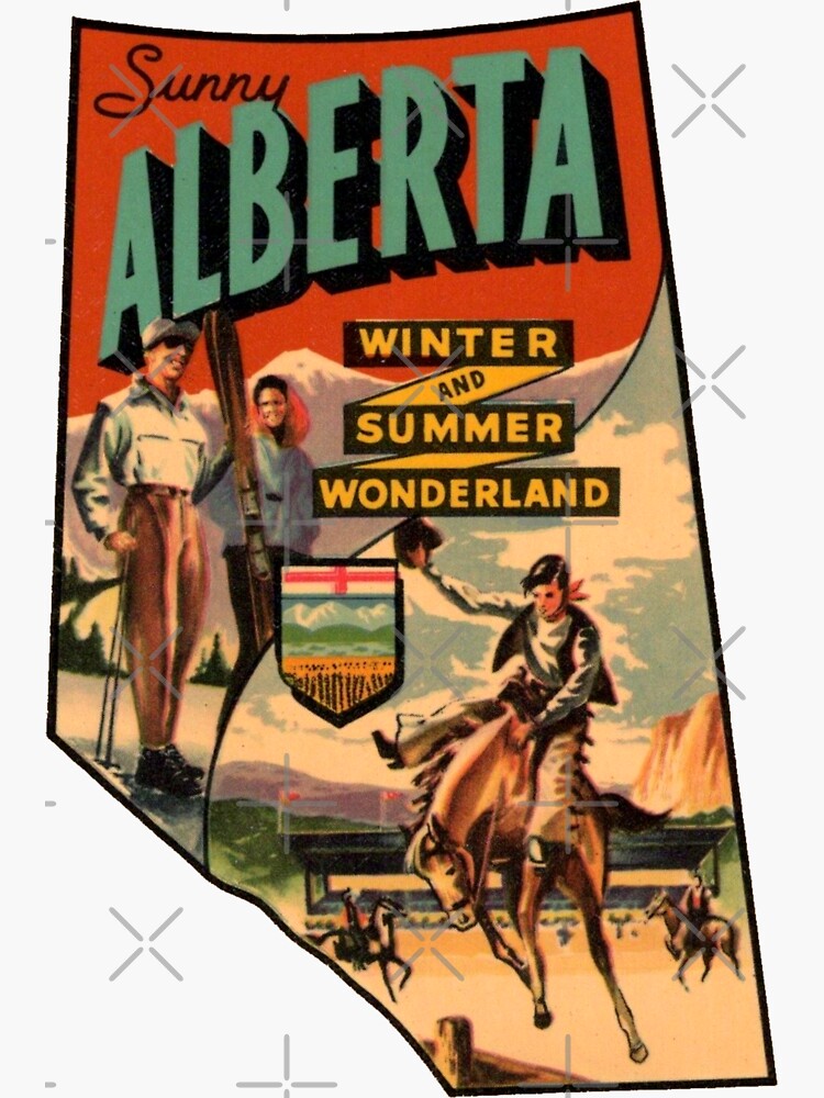 Thumbnail 3 of 3, Sticker, Alberta AB Canada Vintage Travel Decal designed and sold by hilda74.