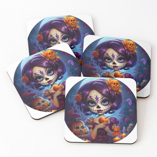 Item preview, A friendly and colorful manga tribute to Halloween and Día de los Muertos designed and sold by PixelPrisma.