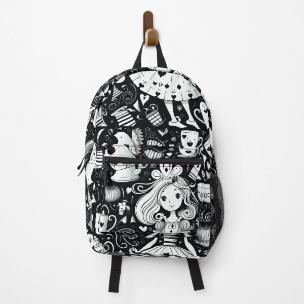 Item preview, A black and white graphic of Alice surrounded by wonderful things. designed and sold by liana campbell.