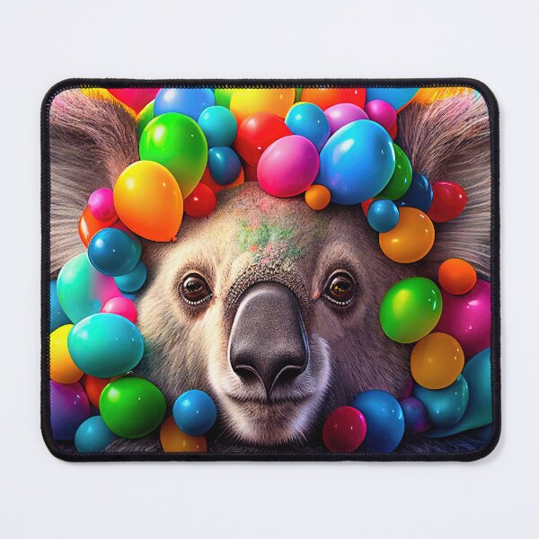 Item preview, An adorable grey baby koala covered in balloons designed and sold by ArtPrintPal.