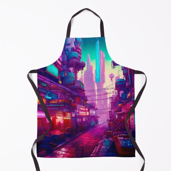Item preview, Neon Spire Overlooking Dystopian Back Street designed and sold by Ink Art Design.