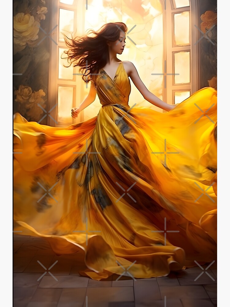 Lovely Bright Beautiful Woman in Yellow Dress LED deals Light Room Wall Art Decoration