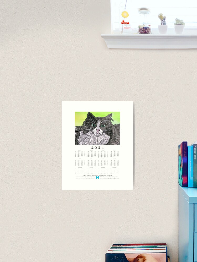 2024 Calendar Art Print Cats Blowing Bubbles Art Print for Sale