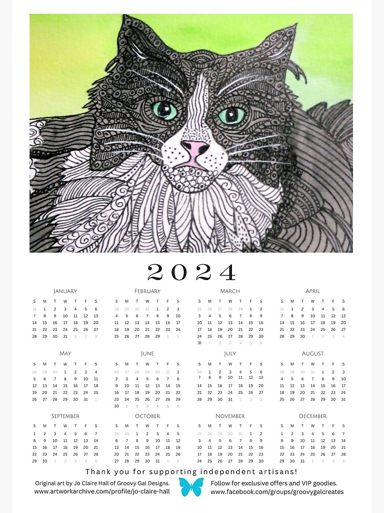 Carte de Voeux calendrier 2024 Zen
