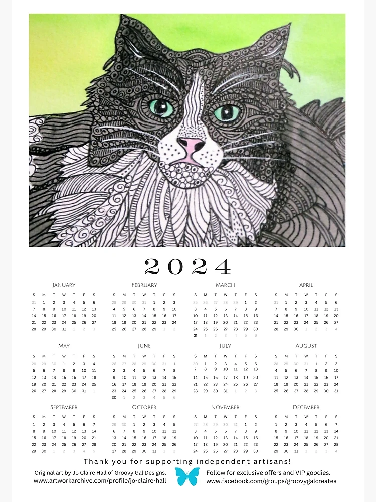 Impression sur toile for Sale avec l'œuvre « Calendrier 2024 Impression  d'art Chats soufflant des bulles » de l'artiste GroovyGal