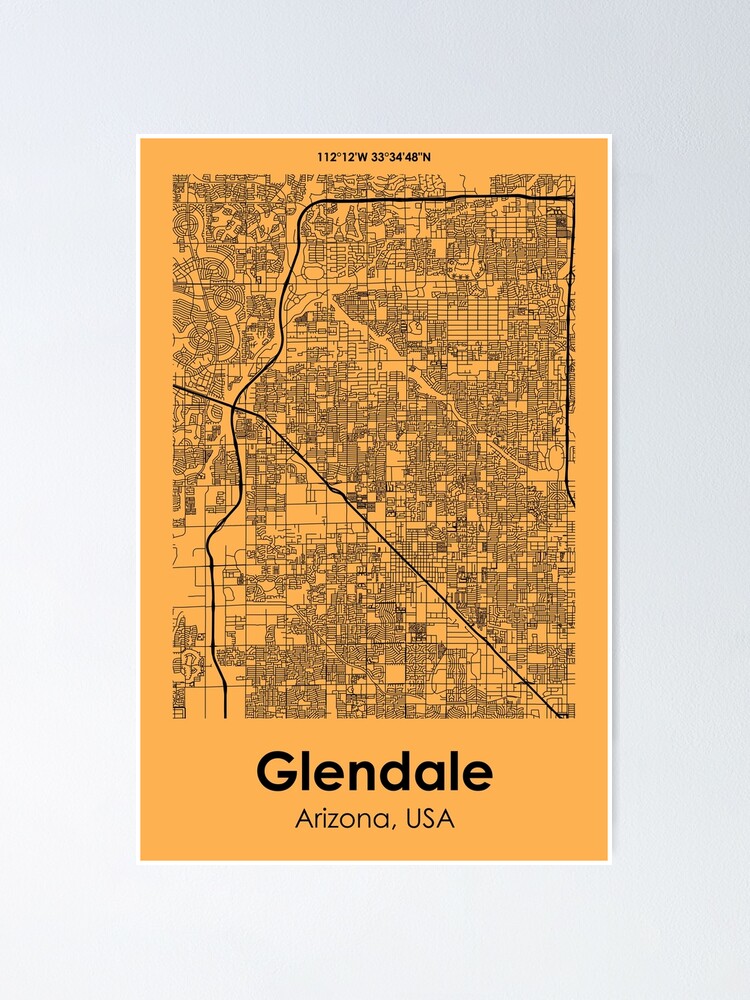 City Road Map of Glendale, Arizona, USA | Poster