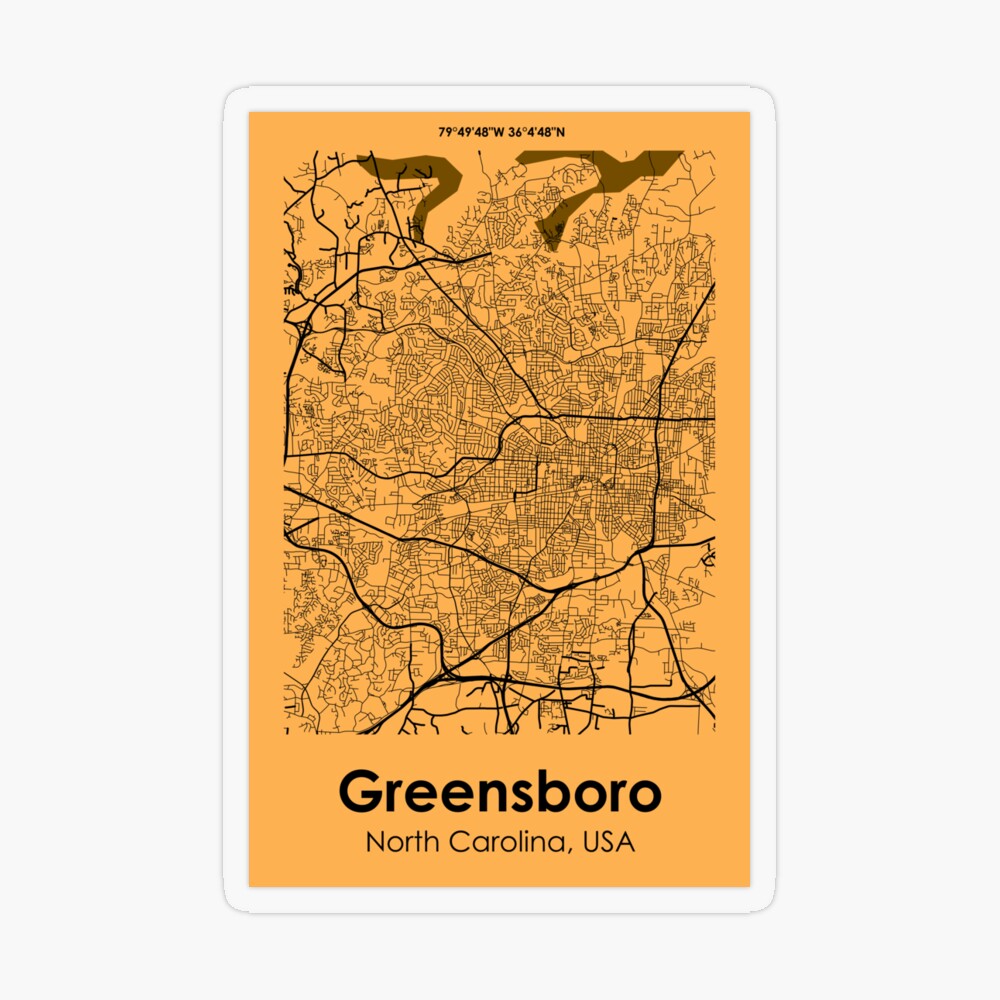 City Road Map of Greensboro North Carolina USA