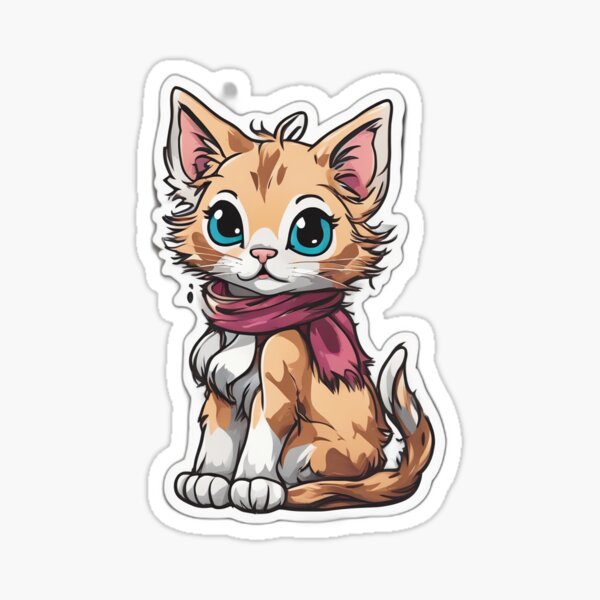 Cute cat wearing a puffer jacket Sticker for Sale by