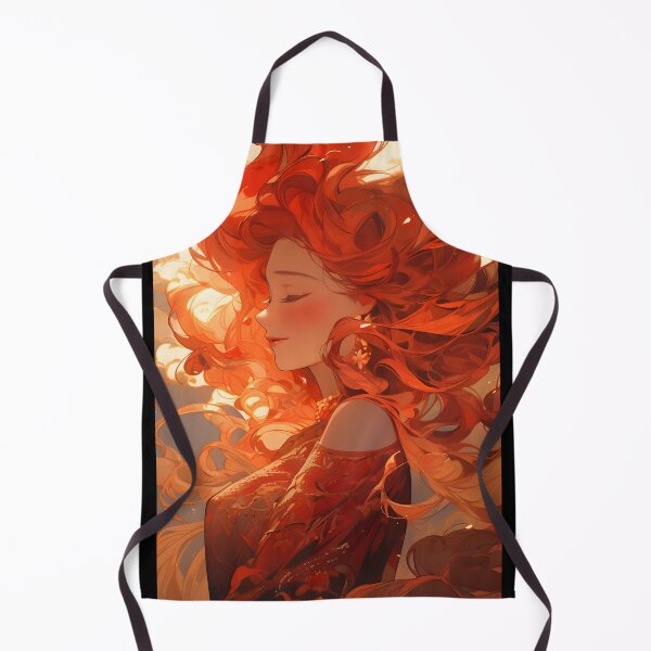 Item preview, Red hair woman with long waving hair in the Niji style designed and sold by AI-Only Creations.