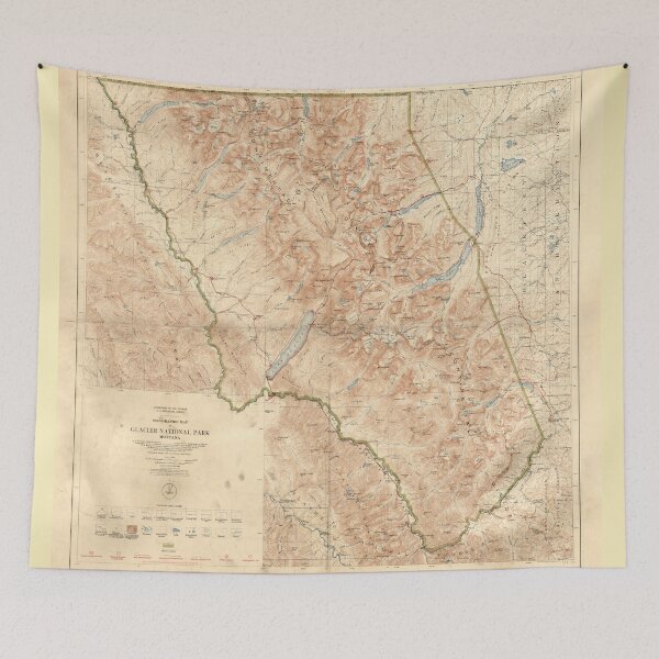 Item preview, Old Glacier National Park Map (1927) Vintage Montana Natural Reserve Atlas designed and sold by BravuraMedia.