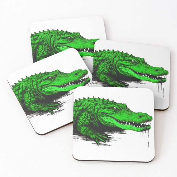 Item preview, Green scary crocodile in the swamp designed and sold by ArtPrintPal.