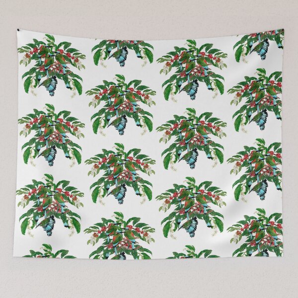 Item preview, Tropical birds on coffee branches designed and sold by AmayavArt.