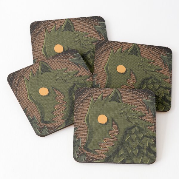 Item preview, Halloween Forest Wolf Sketch Original Illustration Green Texture Crosshatch Art Spooku designed and sold by ediebitty.