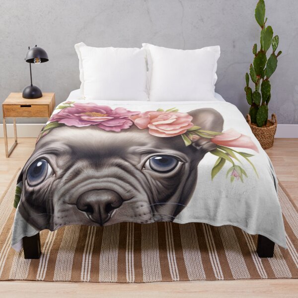 Item preview, Charming French Bulldog with Floral Crown Art Print designed and sold by Michelle Moss.