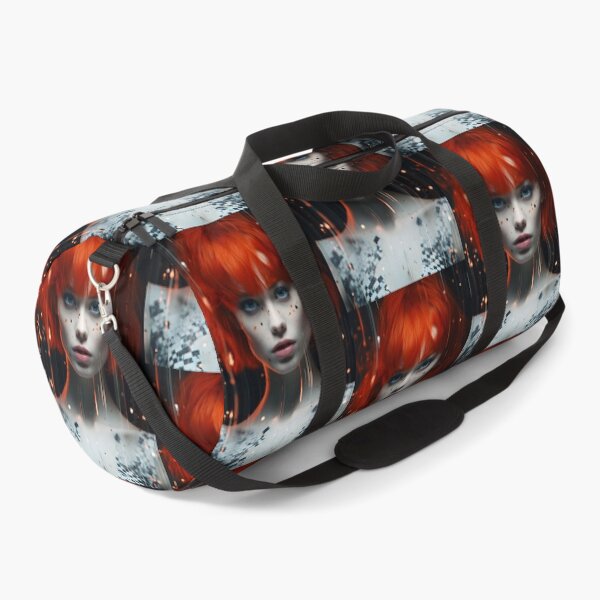 Item preview, Rebellious red haired top model in the style of cyberpunk designed and sold by AI-Only Creations.