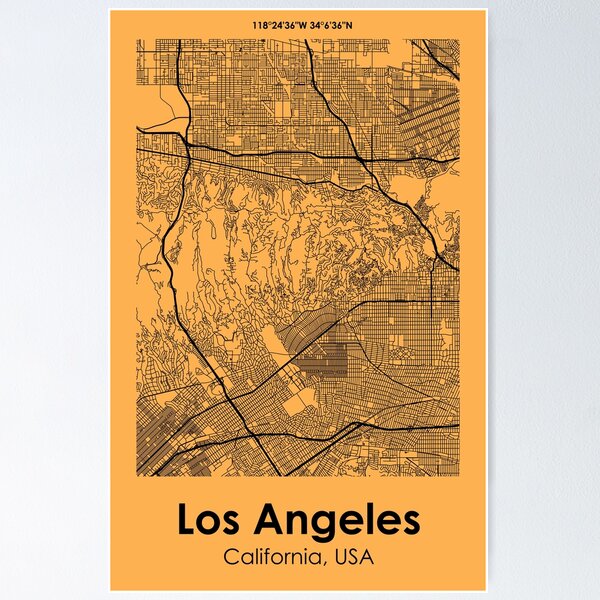 Artikelvorschau, Stadtplan von Los Angeles, Kalifornien, USA entworfen und verkauft von 2BROSMAPS1.