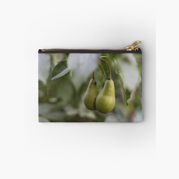 Item preview, green pear hanging on a branch among the leaves designed and sold by LiubovAvdeeva.