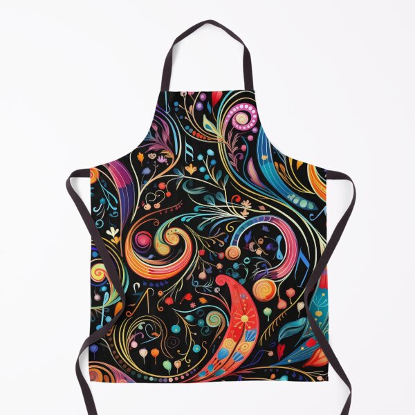 Item preview, Colorful fantasy pattern orange blue red white green turquoise yellow black music notes designed and sold by G-M-Designs.