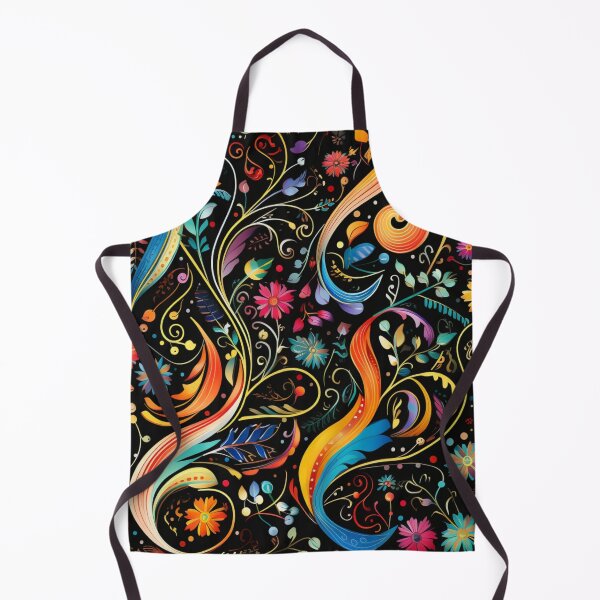Item preview, Colorful fantasy pattern orange blue red white green turquoise yellow black flowers designed and sold by G-M-Designs.
