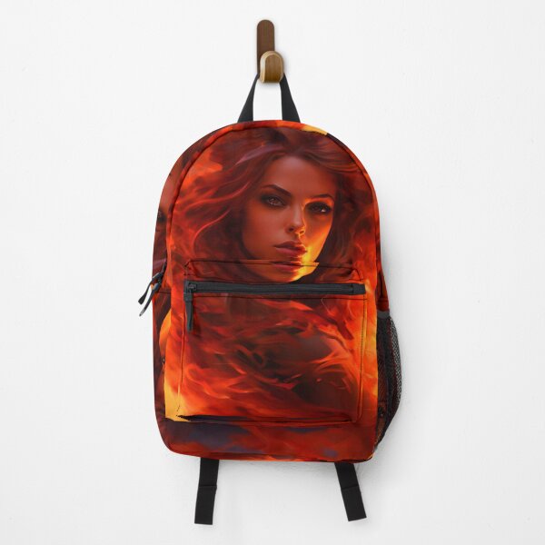 Item preview, Red haired female fire wallpaper in the style brushstroke-intensive designed and sold by AI-Only Creations.