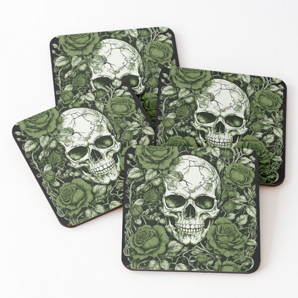 Item preview, Green Skull with Rose designed and sold by Wobblechops.