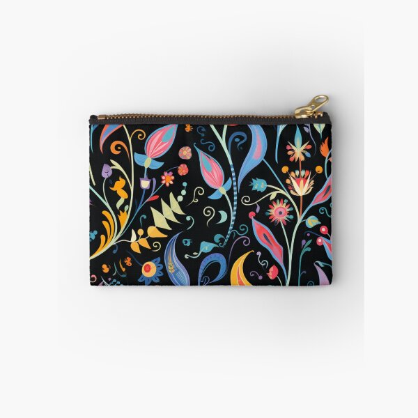 Item preview, Colorful fantasy pattern orange blue red white green turquoise yellow black flowers designed and sold by G-M-Designs.
