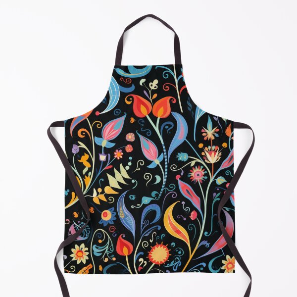 Item preview, Colorful fantasy pattern orange blue red white green turquoise yellow black flowers designed and sold by G-M-Designs.