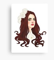 Lienzo Diseño de dibujo digital Lana Del Rey (flores)