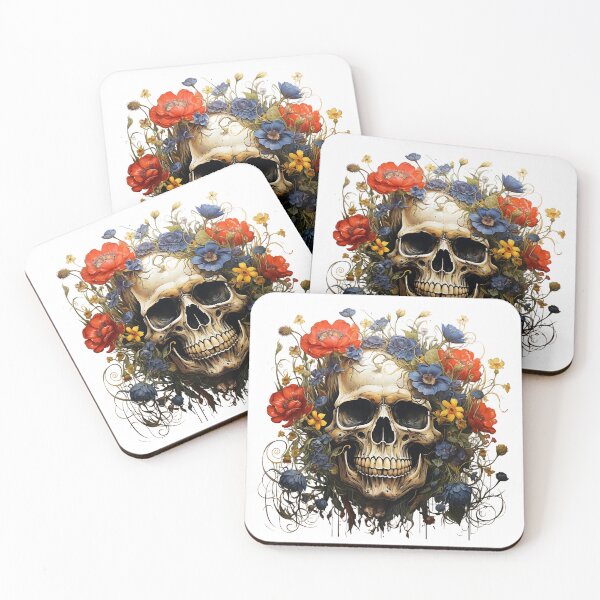 Item preview, Skull and Flowers Day of The Dead, Vintage illustration. designed and sold by DreamWorld07.