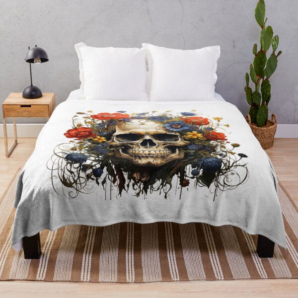 Item preview, Skull and Flowers Day of The Dead, Vintage illustration. designed and sold by DreamWorld07.
