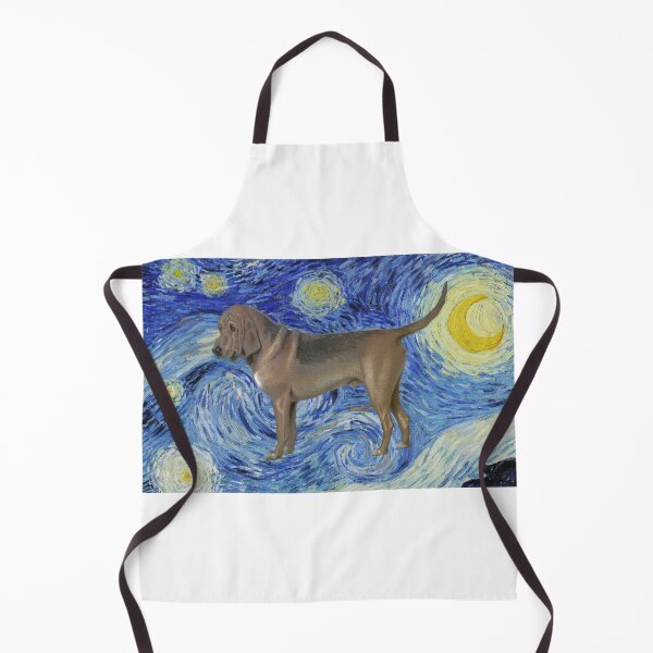 Item preview, Bloodhound Vintage Dog Chromolithograph by Vero Shaw on Van Gogh Starry Night Background designed and sold by ElegantTeaTime.