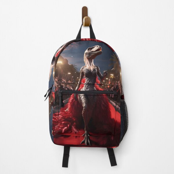 Item preview, Female velociraptor in a long dress on the red carpet designed and sold by AI-Only Creations.