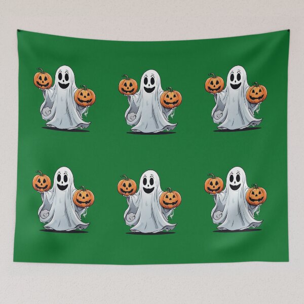 Item preview, Smiling Ghost With Funny Pumpkins Pumpkin Halloween Pretty designed and sold by Dididudidam.