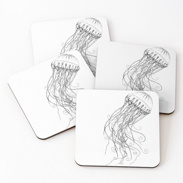 Item preview, hand drawn jellyfish sketch illustration designed and sold by RedFinchDesigns.