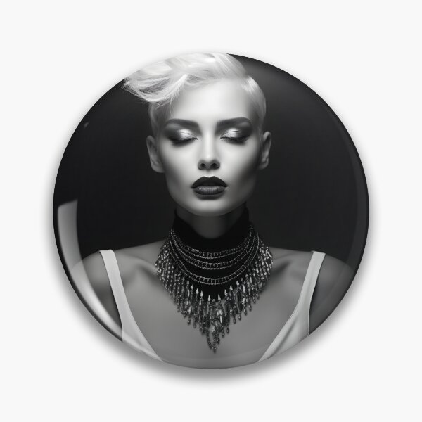 Item preview, High fashion editorial stark contrast model in black and white designed and sold by AI-Only Creations.